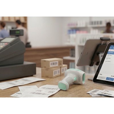 Syble 2D Wireless Barcode Scanner USB/Adapter -White