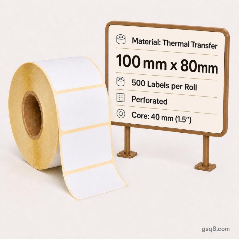 Direct Thermal labels 100mm x 80mm - Perforated | Gold Star Kuwait - Gold Star Computer Kuwait