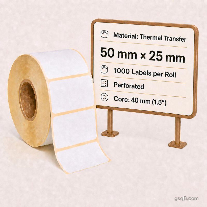 Thermal transfer labels 50mm x 25mm - Gold Star Computer Kuwait