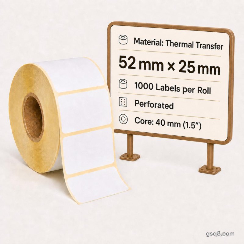 Thermal transfer labels 52mm x 25mm - Gold Star Computer Kuwait