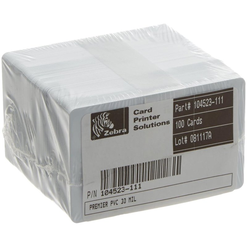 Zebra Zebra Premier PVC Card 30MIL 100/pack (104523-111) - Gold Star Computer Kuwait